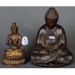 Zwei Buddhas. Asien. Bronze, H=18,4 / 25 cm.