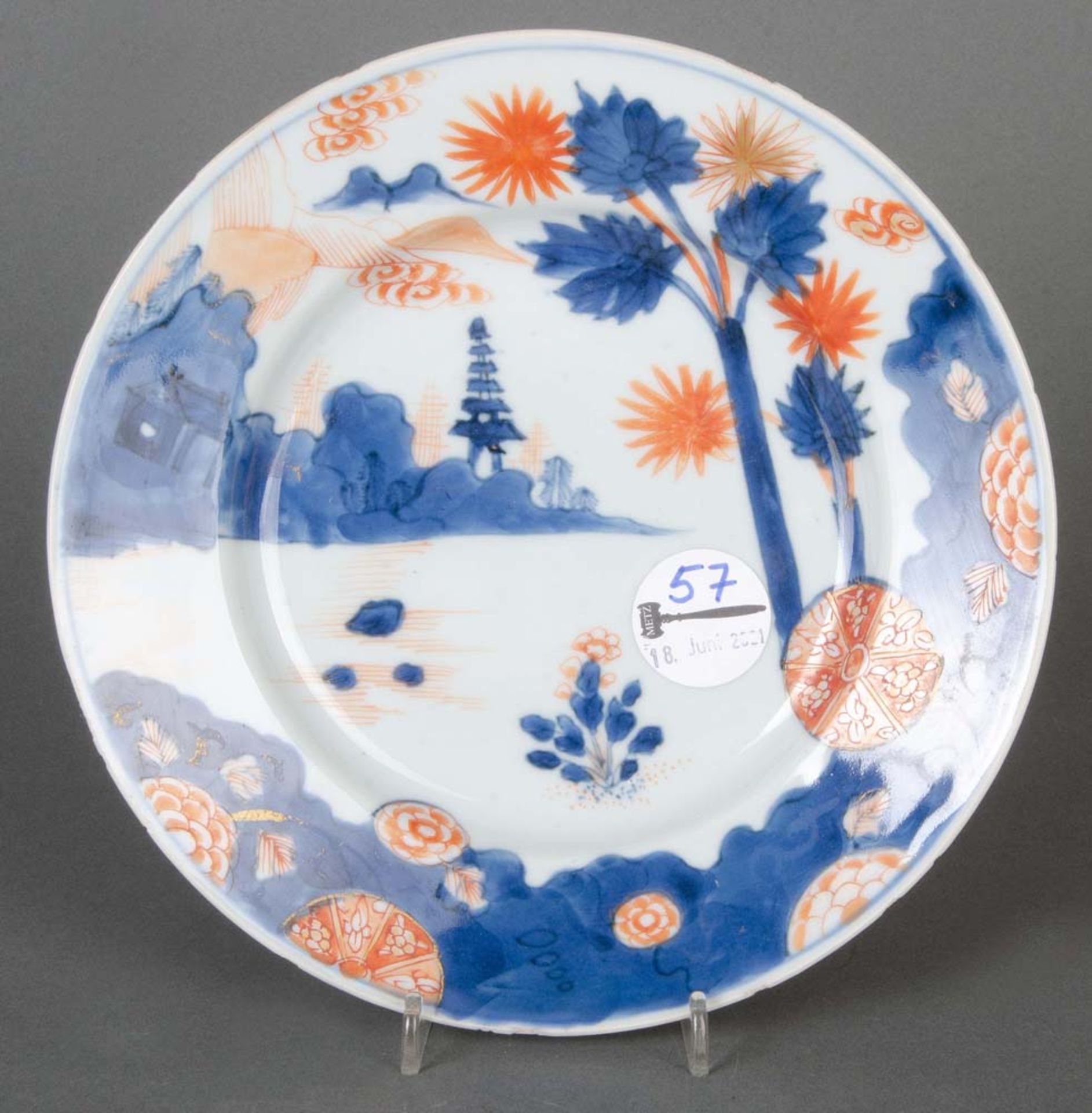 Teller. China Regierungsperiode Kangxi (1662–1722). Porzellan, unterglasurblau und eisenrot - Image 3 of 3