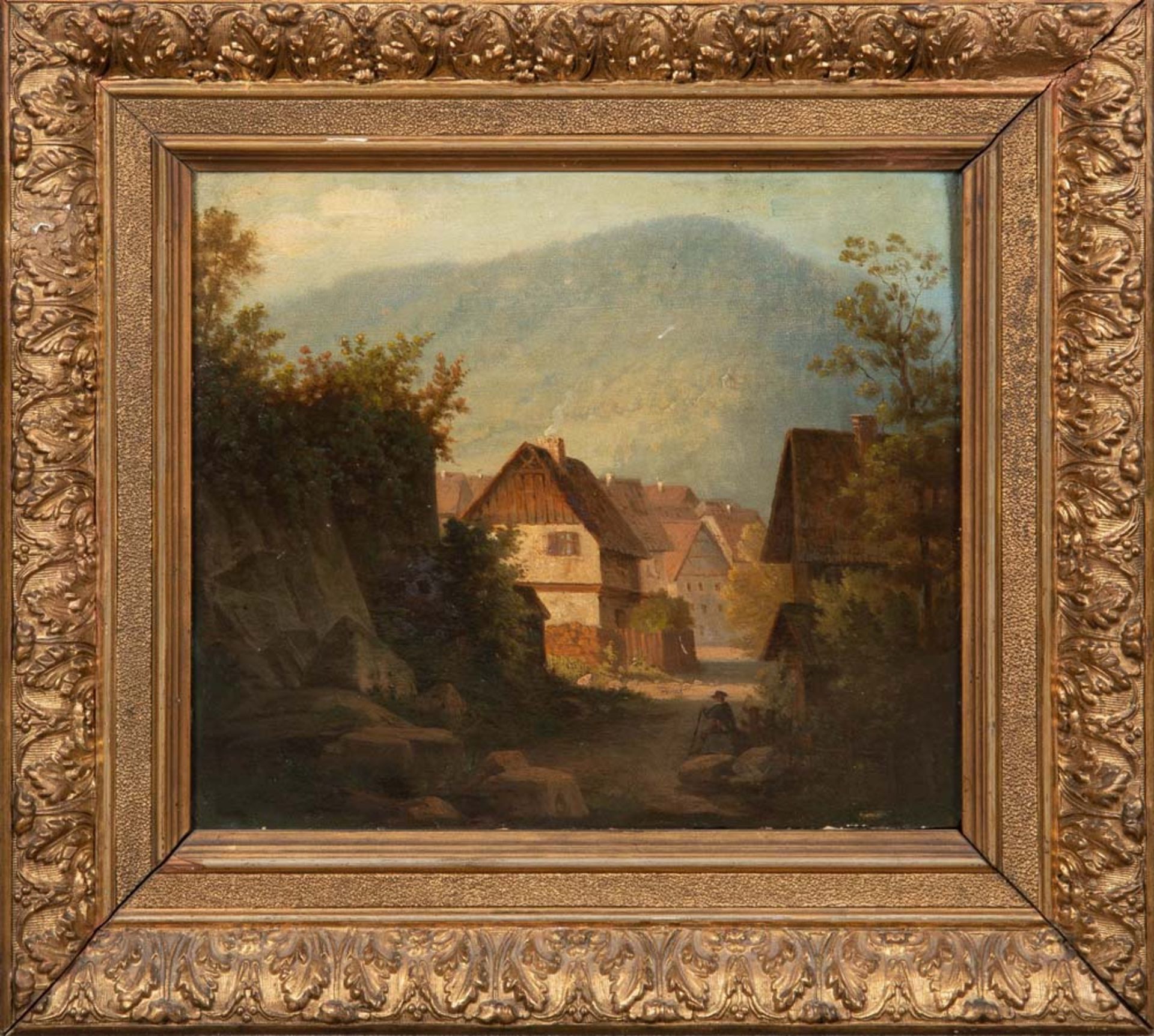 Maler des 19. Jhs. „Blick auf Lichtenthal u. Cecilienberg“. Öl/Karton, verso bez., gerahmt, 27 x