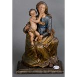 Madonna. Süddeutsch 19. Jh. Massivholz, geschnitzt, auf Kreidegrund farbig gefasst, H=37 cm.