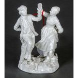 Tanzendes Bauernpaar. Meissen 1750. Porzellan, weiß glasiert, ohne Marke. Modell von Johann