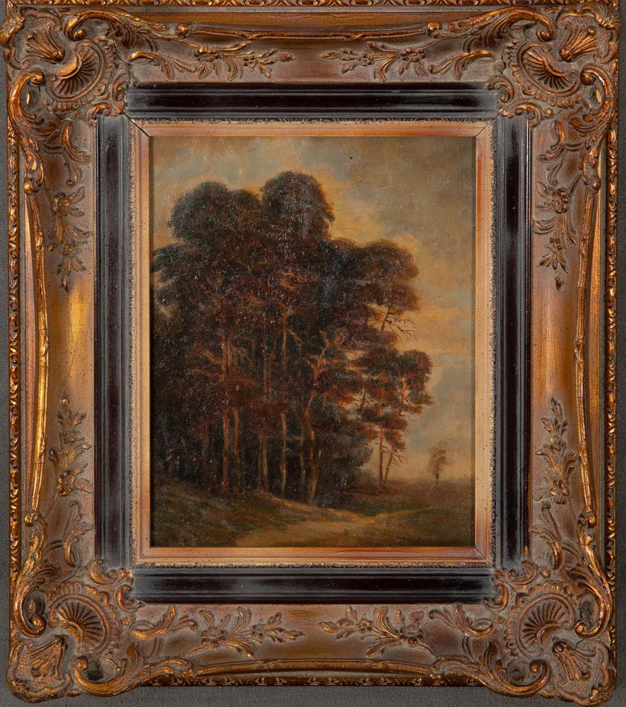 Maler des 20. Jhs. Landschaft mit Bäumen. Öl/Holz, gerahmt, 31 x 25 cm.