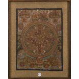 Thangka. Asien. Mischtechnik/Lw., mit Stoffumrandung, hi./Gl./gerahmt, 55,5 x 42,5 cm. **