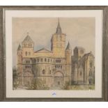 A. D. Herres (Maler des 19./20. Jhs.). Choransicht des Trierer Domes. Aquarell/Papier, re./u./sign.,