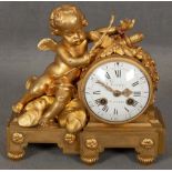 Louis XVI-Tischuhr. Paris, Meister Javelot (erw. 1787-89). Rundes Uhrengehäuse, flankiert von