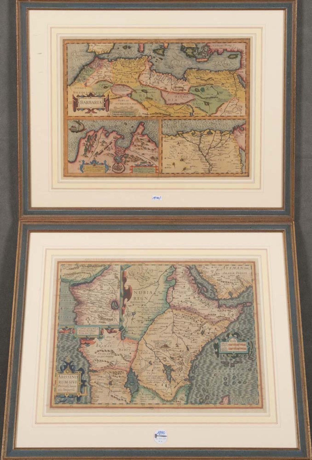 Graphiker des 18. Jhs. Zwei Landkarten Nordafrikas: „Barbaria“ mit Nildelta und Karthago und „