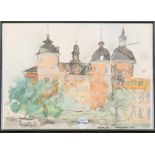 Hilbach (Maler des 20. Jhs.). Schloss Gripsholm. Aquarell/Papier, re./u./sign., li./u./bez.,