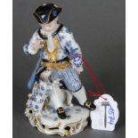 „Hundedressur“. Meissen 19. Jh. Bunt bemalt, mit Goldrand. Porzellan, am Boden unterglasurblaue