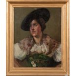 Leopold Bauer (1872-1960). Porträt einer Tirolerin. Öl/Lw., re./u./sign., gerahmt, 51 x 41 cm.