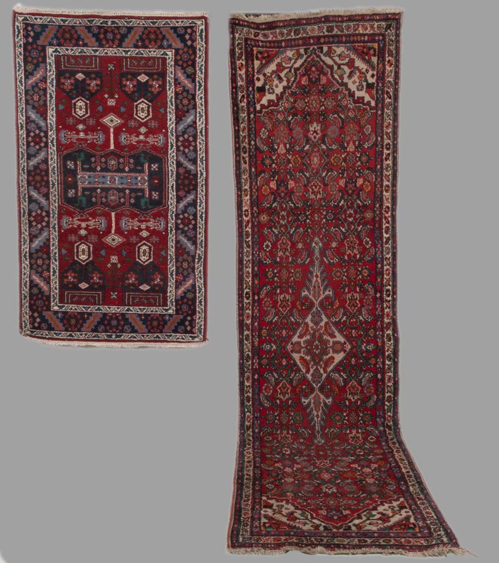 Zwei Hamadan-Läufer, 319 x 84 / 159 x 94 cm.
