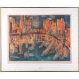 Rosemarie Hahn (geb. 1921). „Posillipo“. Farblithographie 18/50, re./u./sign./dat. (19)80, mittig