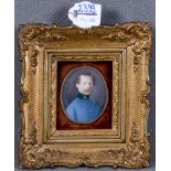 Maler des 19. Jhs. Porträt des Freiherren von Loë. Gouache/Karton, verso bez., gerahmt, 7 x 5,5 cm.