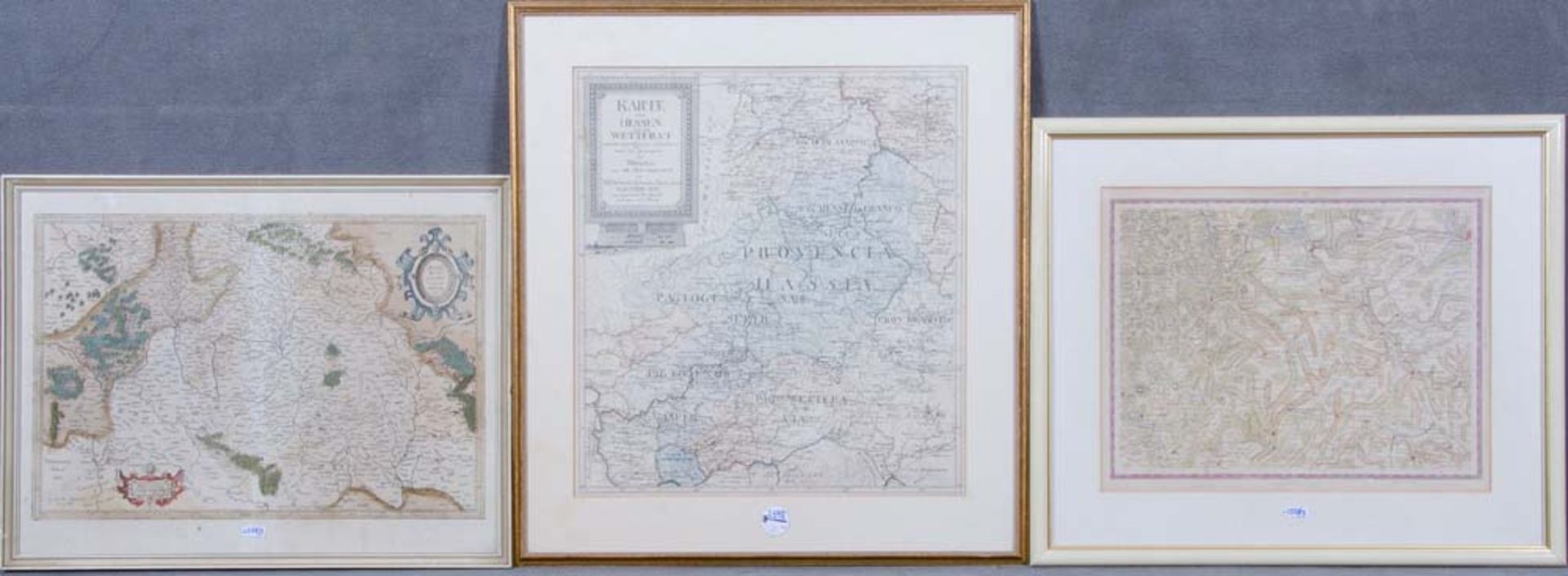 W. Th. Schmidt (Graphiker des 19. Jhs.) u.a. Colorierte Landkarte von Hessen und die Wetterau,