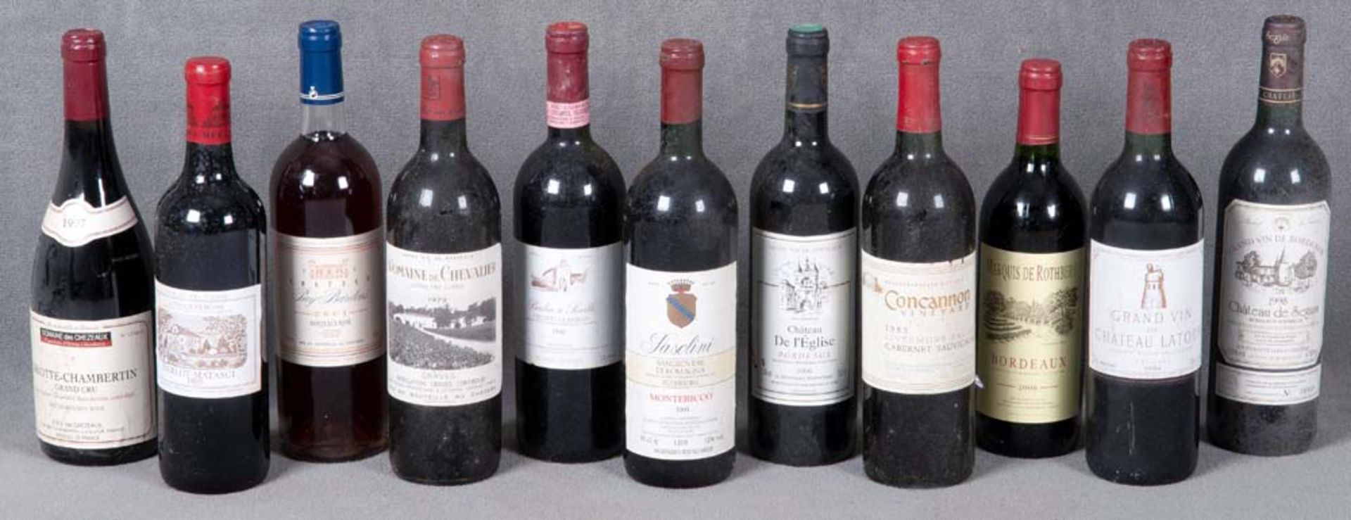 Konvolut Rotweine, u.a. Domaine de Chevalier 1979, Chateau Latour 1984, Concannon Cabernet Sauvignon