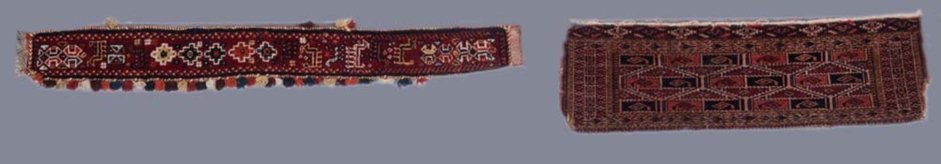 Vier Tekke-Engsi- bzw. Jomud-Wandbehänge, 11 x 108 / 24 x 83 / 35 x 105 / 43 x 138 cm. - Bild 2 aus 2