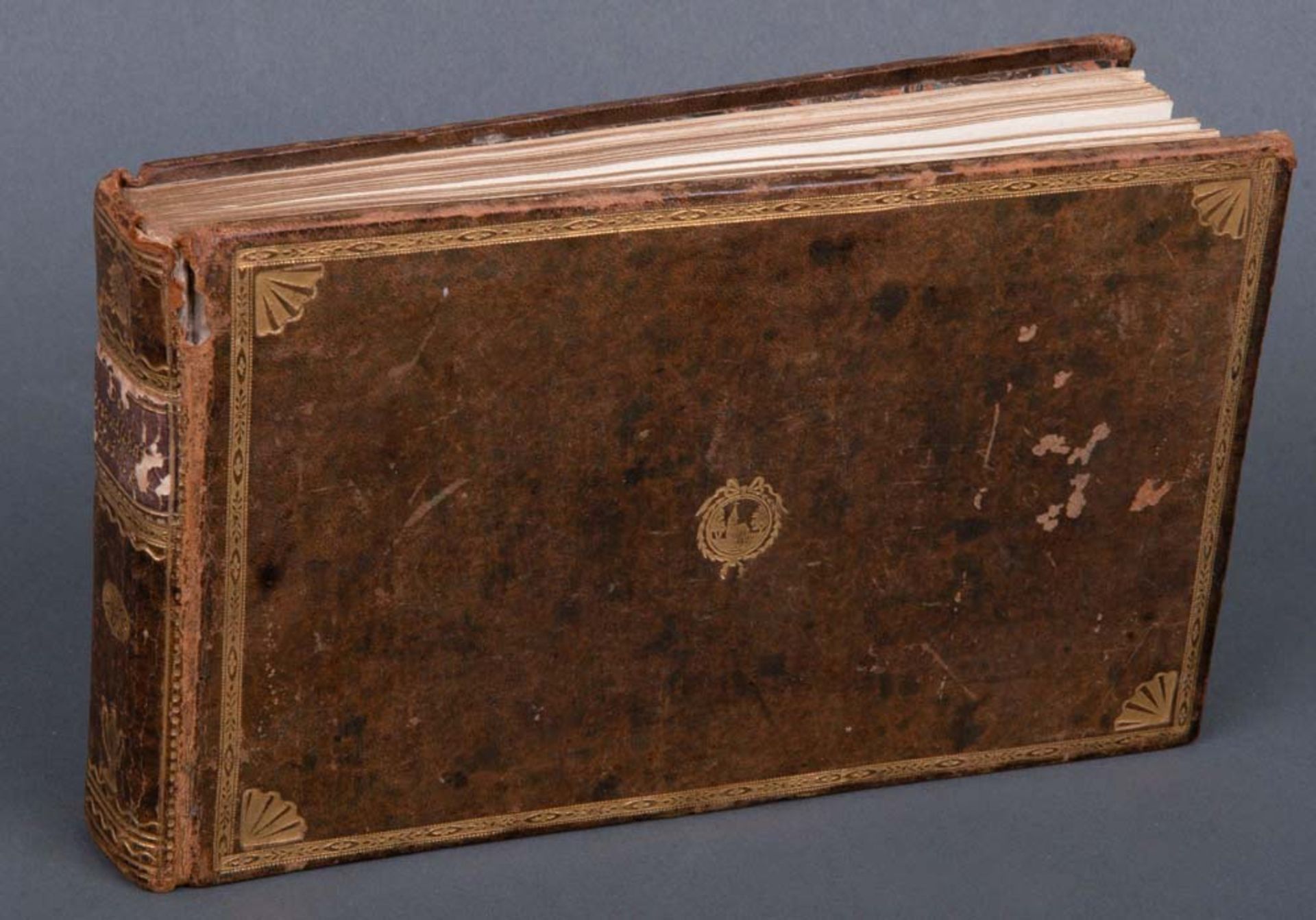 Tagebuch mit Eintragungen von 1815 bis 1833. Goldgeprägter Lederumband.