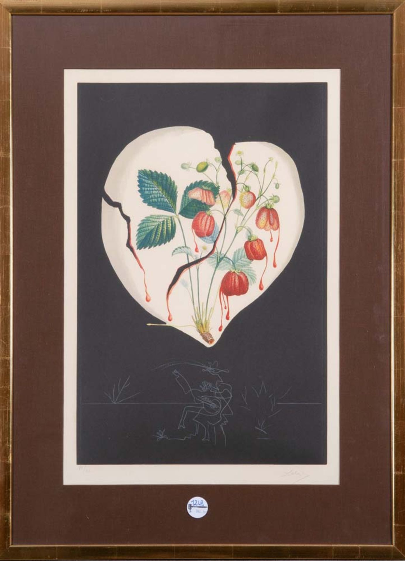 Salvador Dali (1904-1989). „Coeur de fraises“ (Flordali). Colorierte Lithographie VII/CL, re./u./