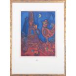 Marc Chagall (1887-1985). „Bonjour Paris“. Farblithograhie, re./u. im Stein sign., mittig bez.,