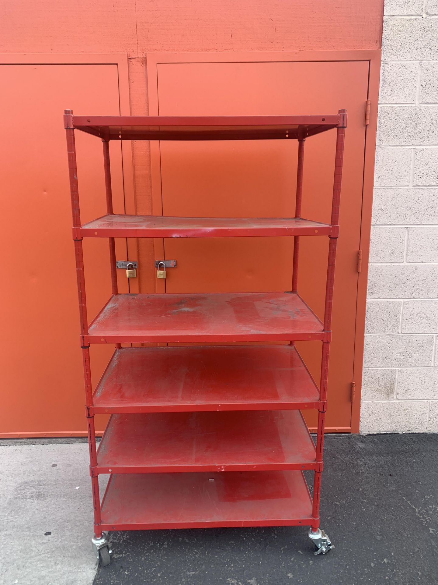 METAL SHOP RACK STORAGE SYSTEM ON WHEELS - Image 2 of 2