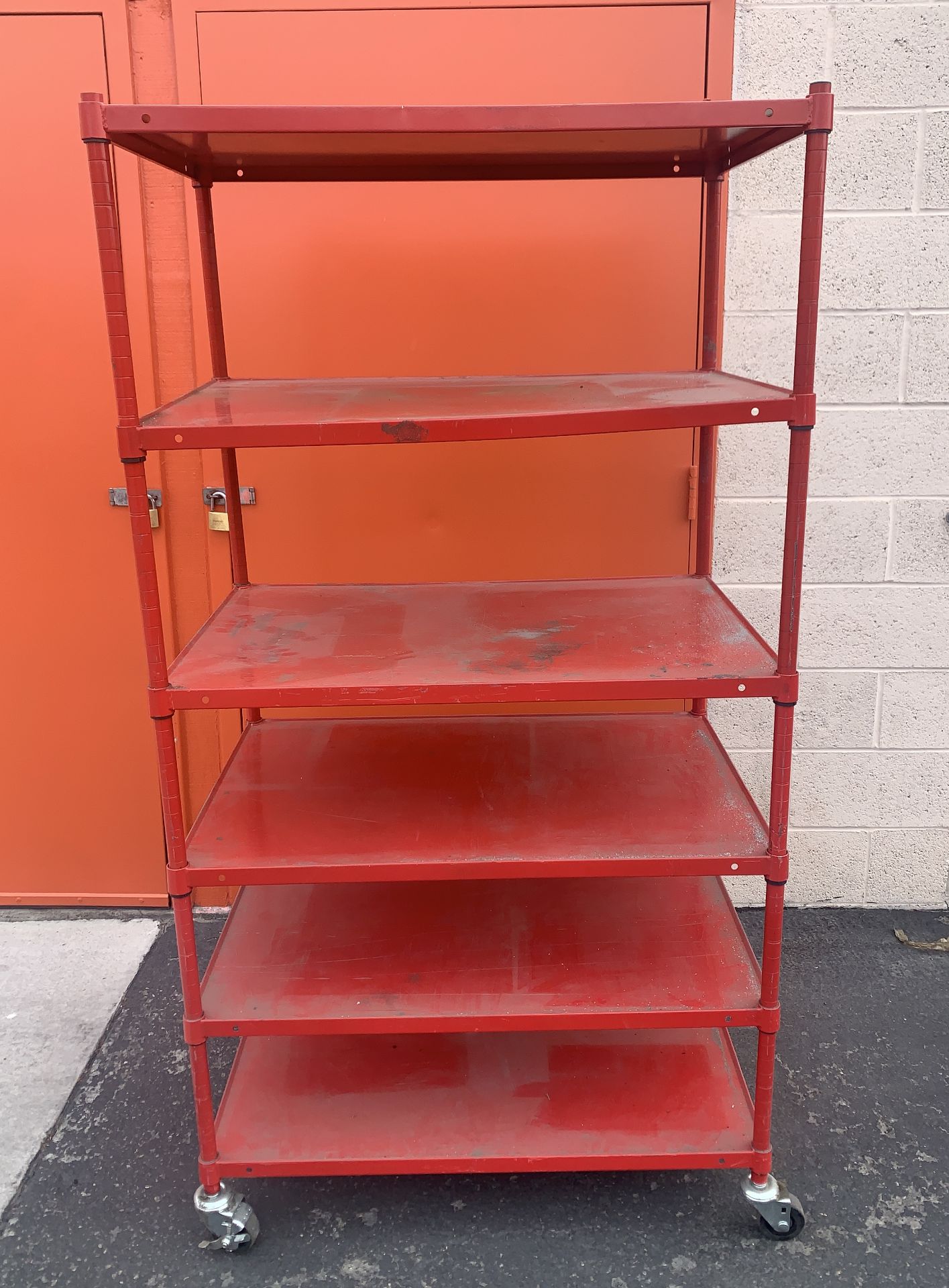 METAL SHOP RACK STORAGE SYSTEM ON WHEELS