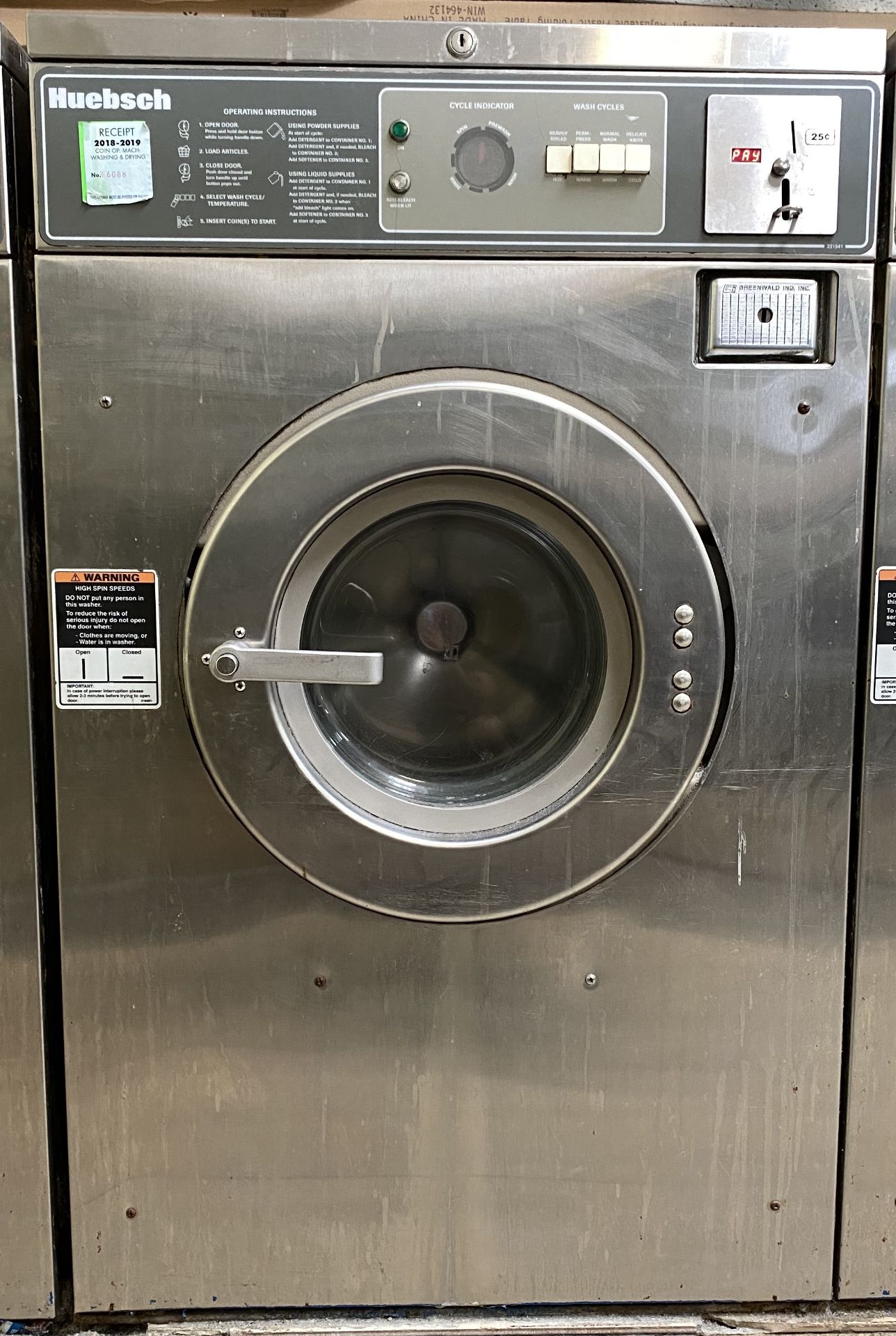 HUEBSCH HC20MD2OU60001 COIN OPERATED LAUNDRY MACHINE