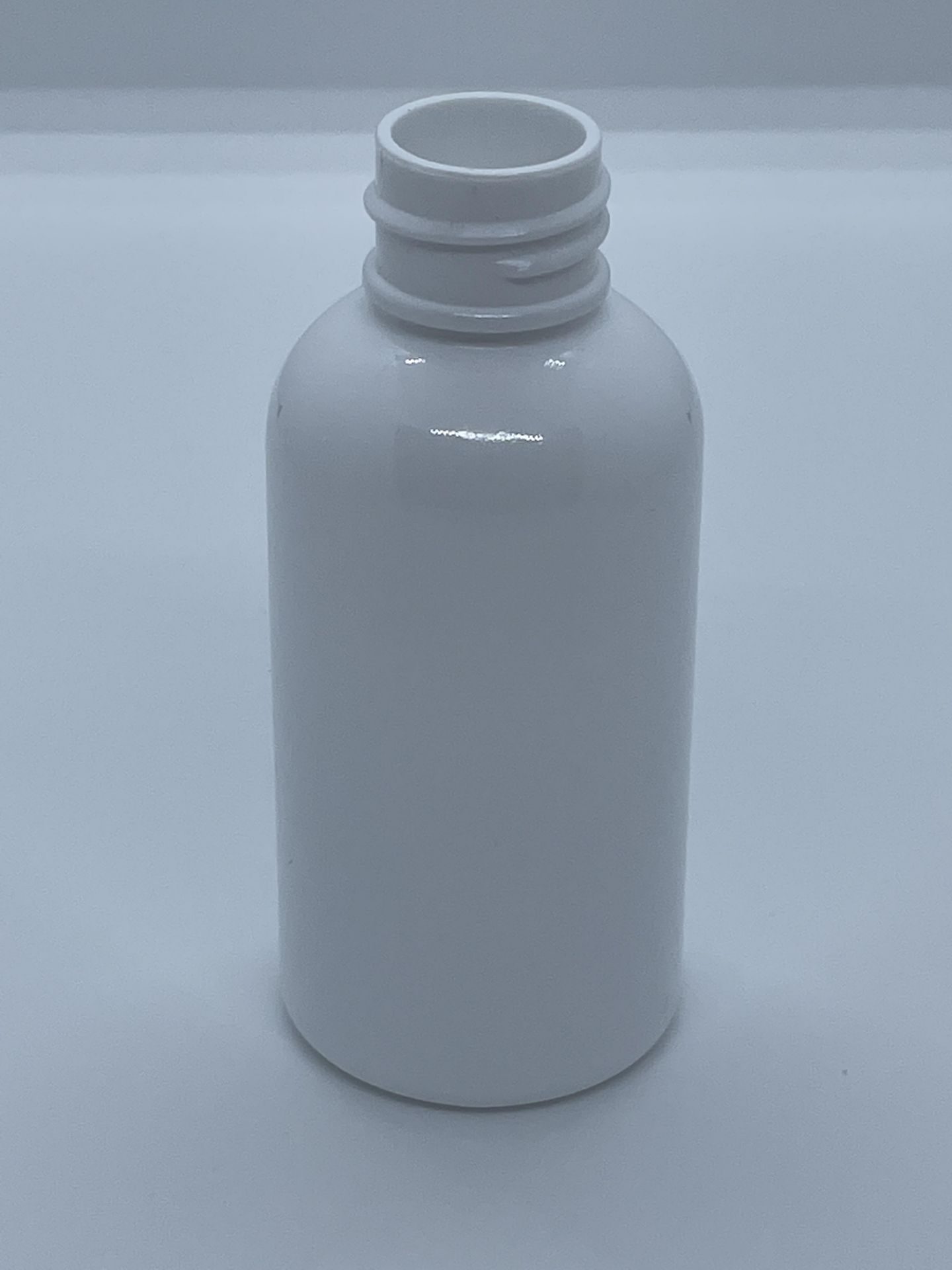 32,000 - White Plastic Bullet 2 oz Empty Bottles, 20-410 Threading Neck, 3.25" Tall, 1.25" Diameter