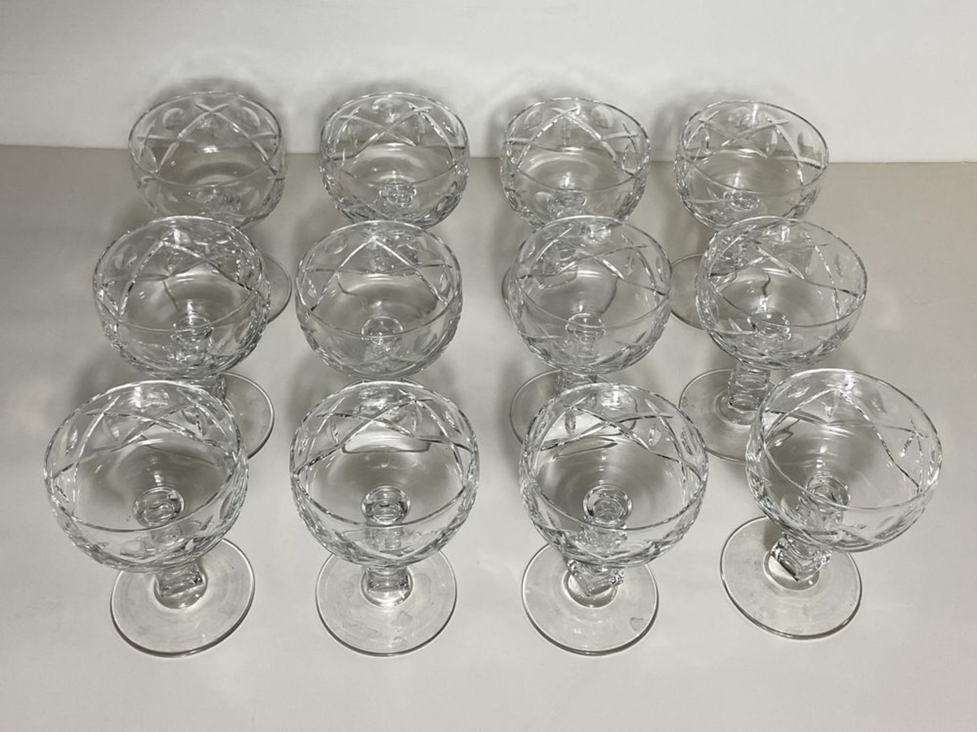 Set of 12 Crystal Glasses, Wine Goblets  BXB - Image 2 of 6