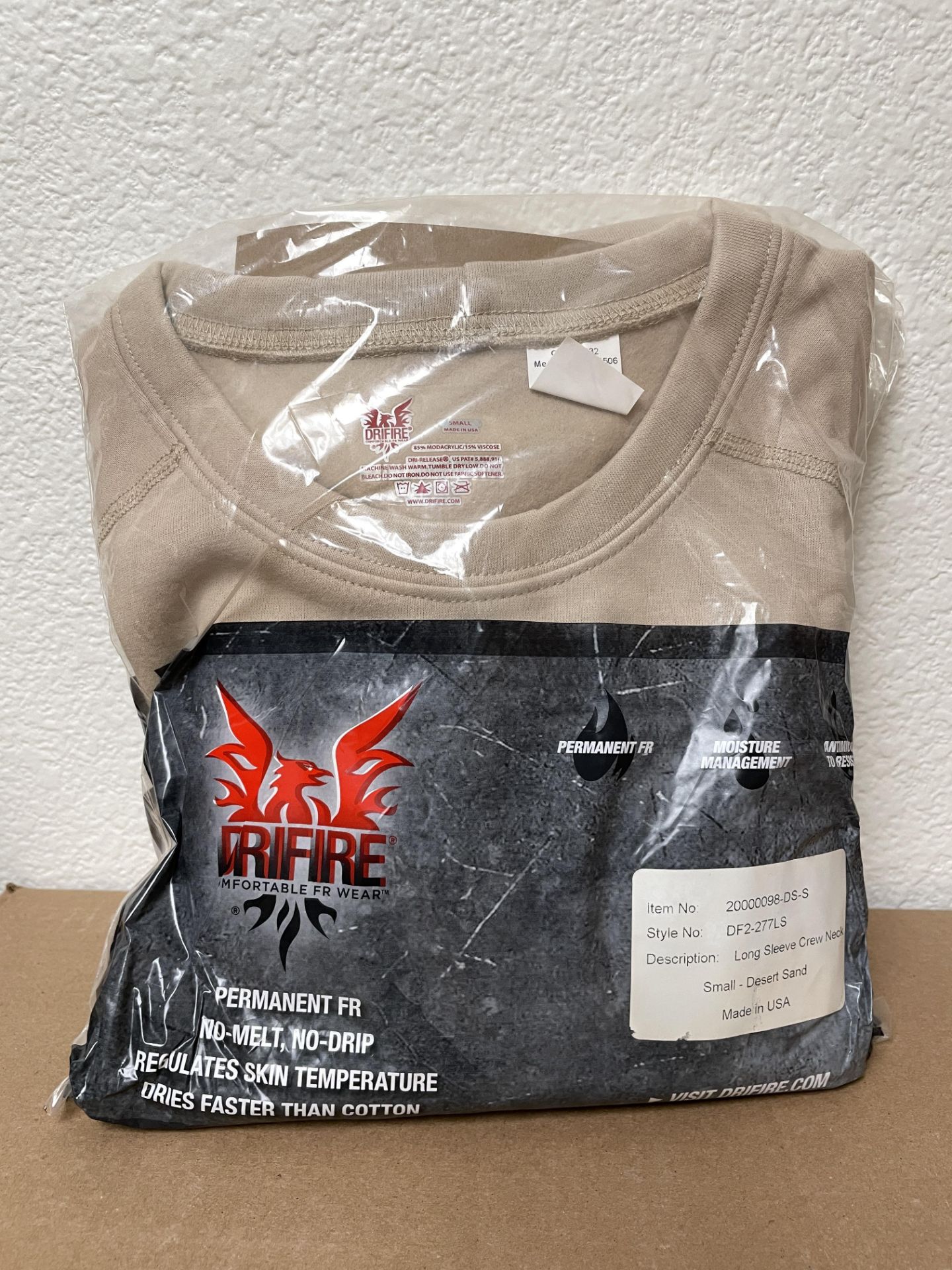 229 DriFire Long Sleeve Crew Neck Sweaters, Desert Sand, Permanent FR Tactical Clothing - Image 3 of 4