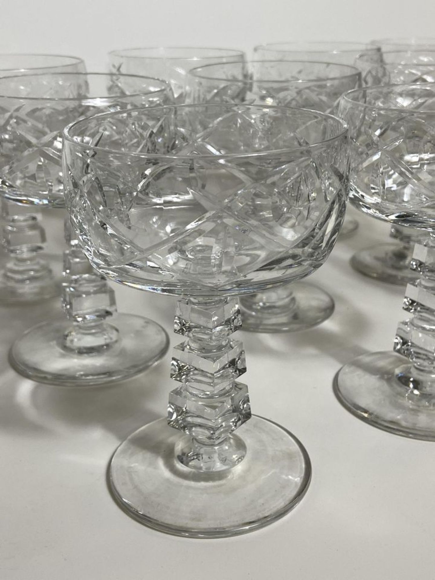 Set of 12 Crystal Glasses, Wine Goblets  BXB - Image 3 of 6