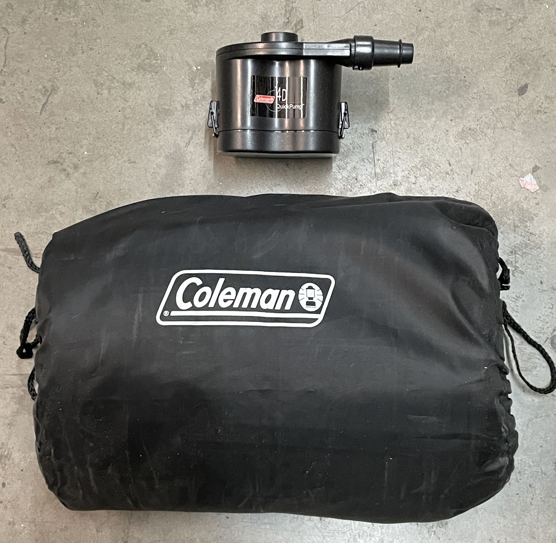Coleman Inflatable Portable Air Mattress, believed to be Double or Queen AND Air Pump Machine