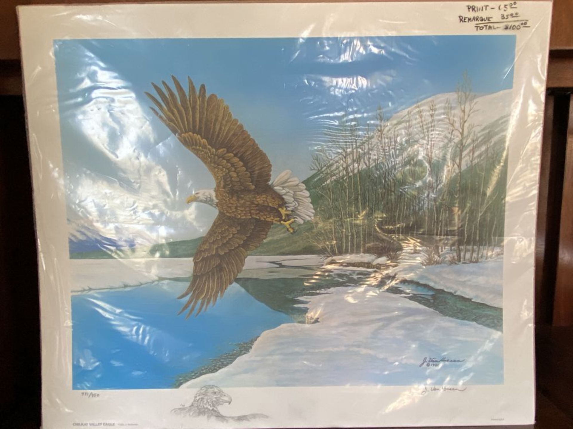 J Van Hoesen Eagle Limited Print, Number 471/950, 1981, Art with Paperwork LT42 - Image 4 of 7