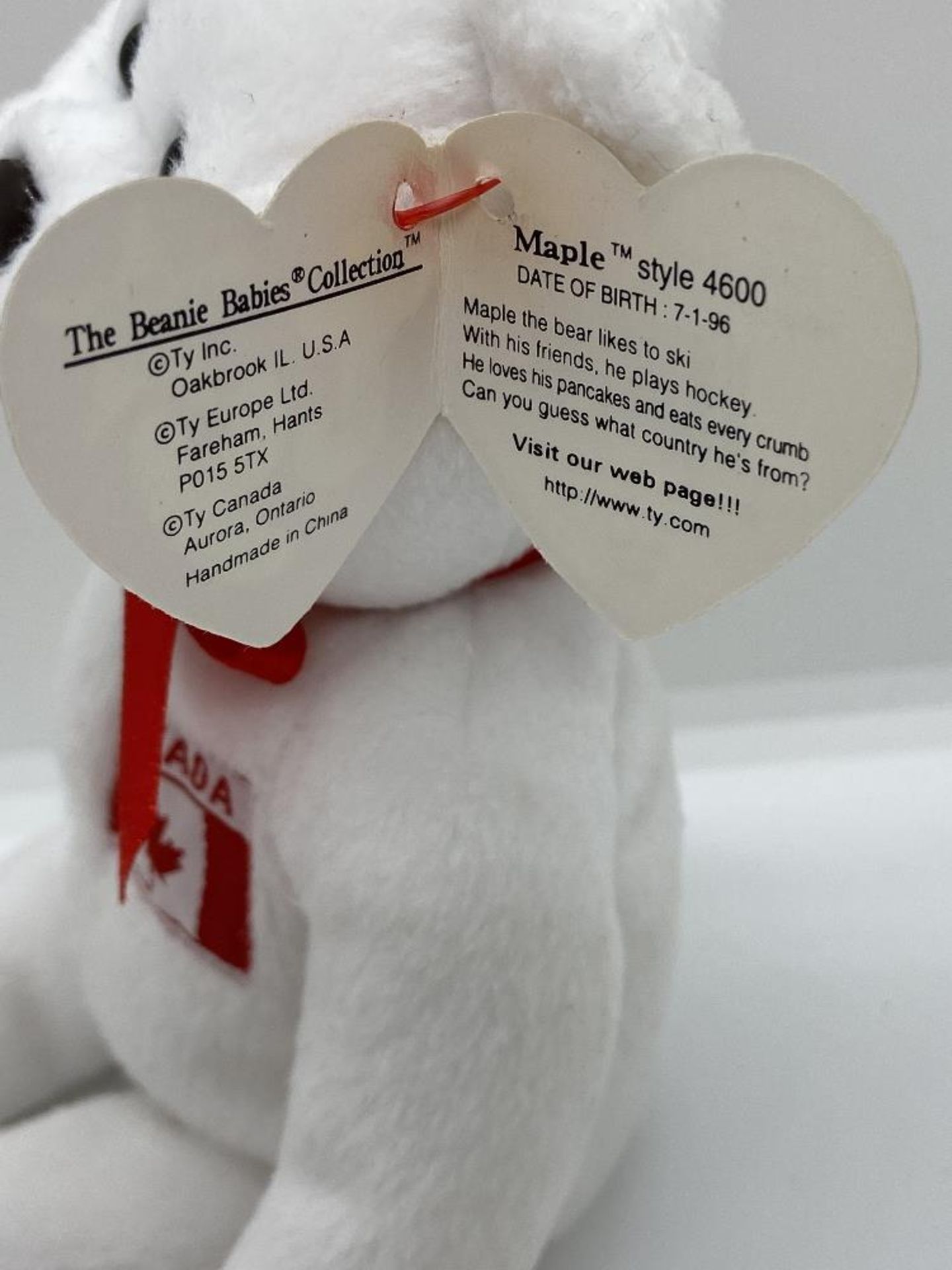 Ty Beanie Babies Maple, Canada Bear, 1996, PVC Pellets, In Case w/ Tags - Image 5 of 8