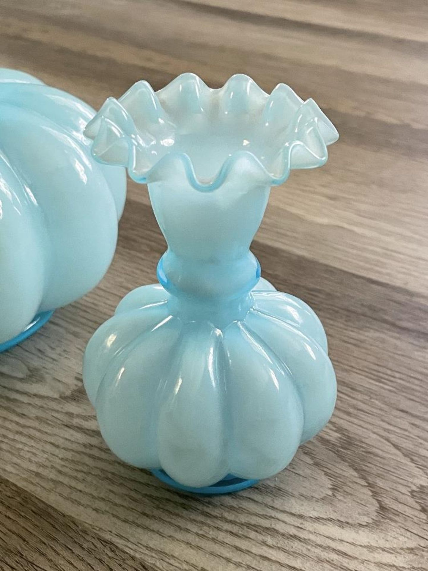 2 Depression Era Blue Vases, Tallest is 12" Tall - Image 4 of 6