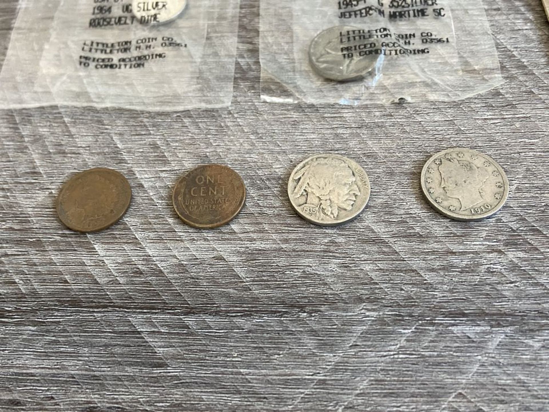 Collection of Old American Coins: Buffalo Nickle, Roosevelt Dime, Wheat Penny, Etc - Image 3 of 3