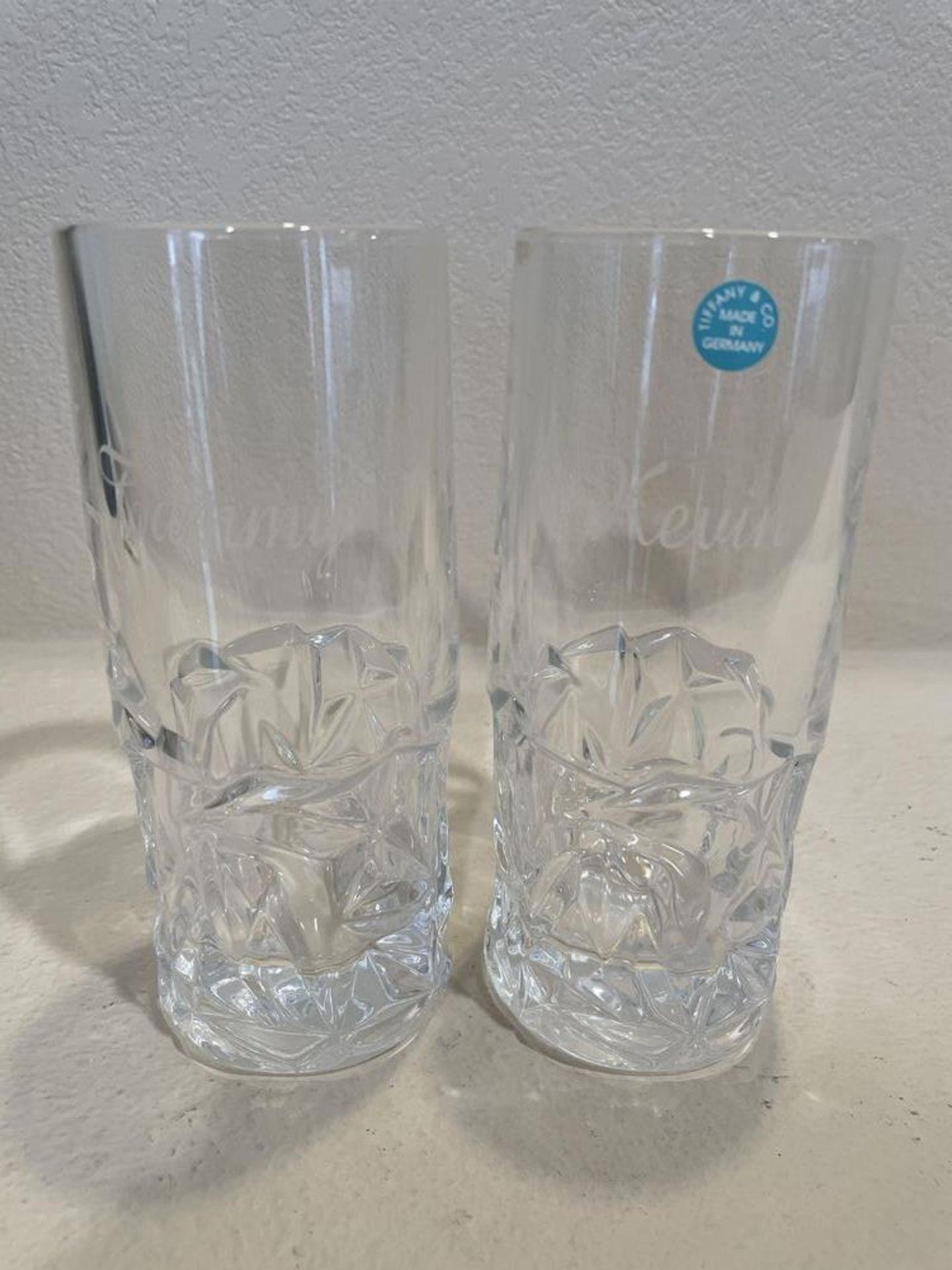 2 Tiffany and Co Crystal Glasses, Made in Germany - 6.5" Tall