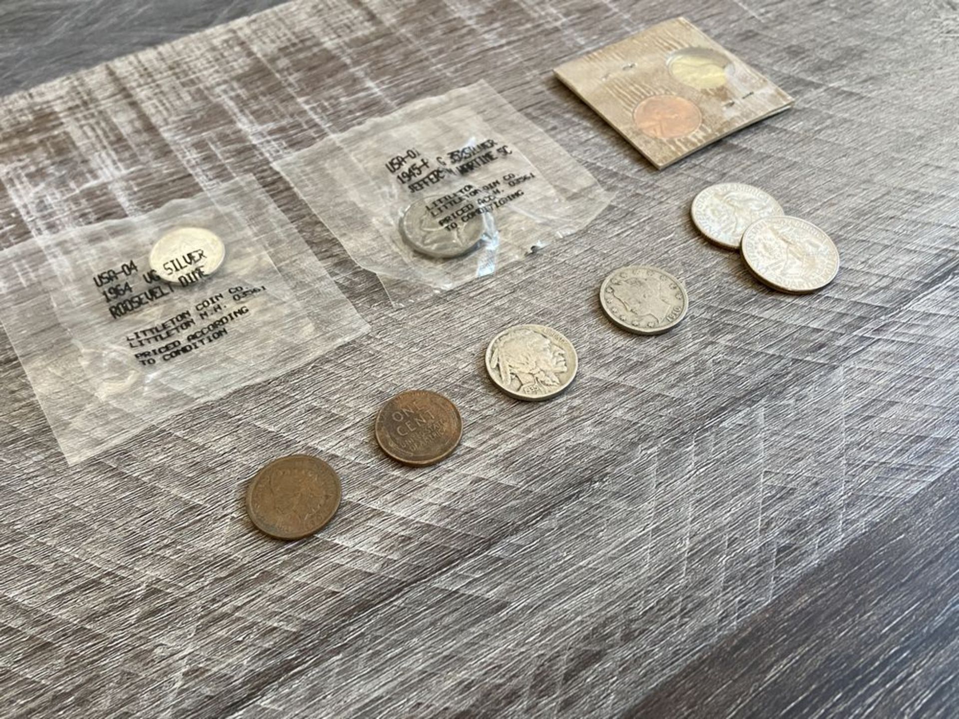 Collection of Old American Coins: Buffalo Nickle, Roosevelt Dime, Wheat Penny, Etc - Image 2 of 3