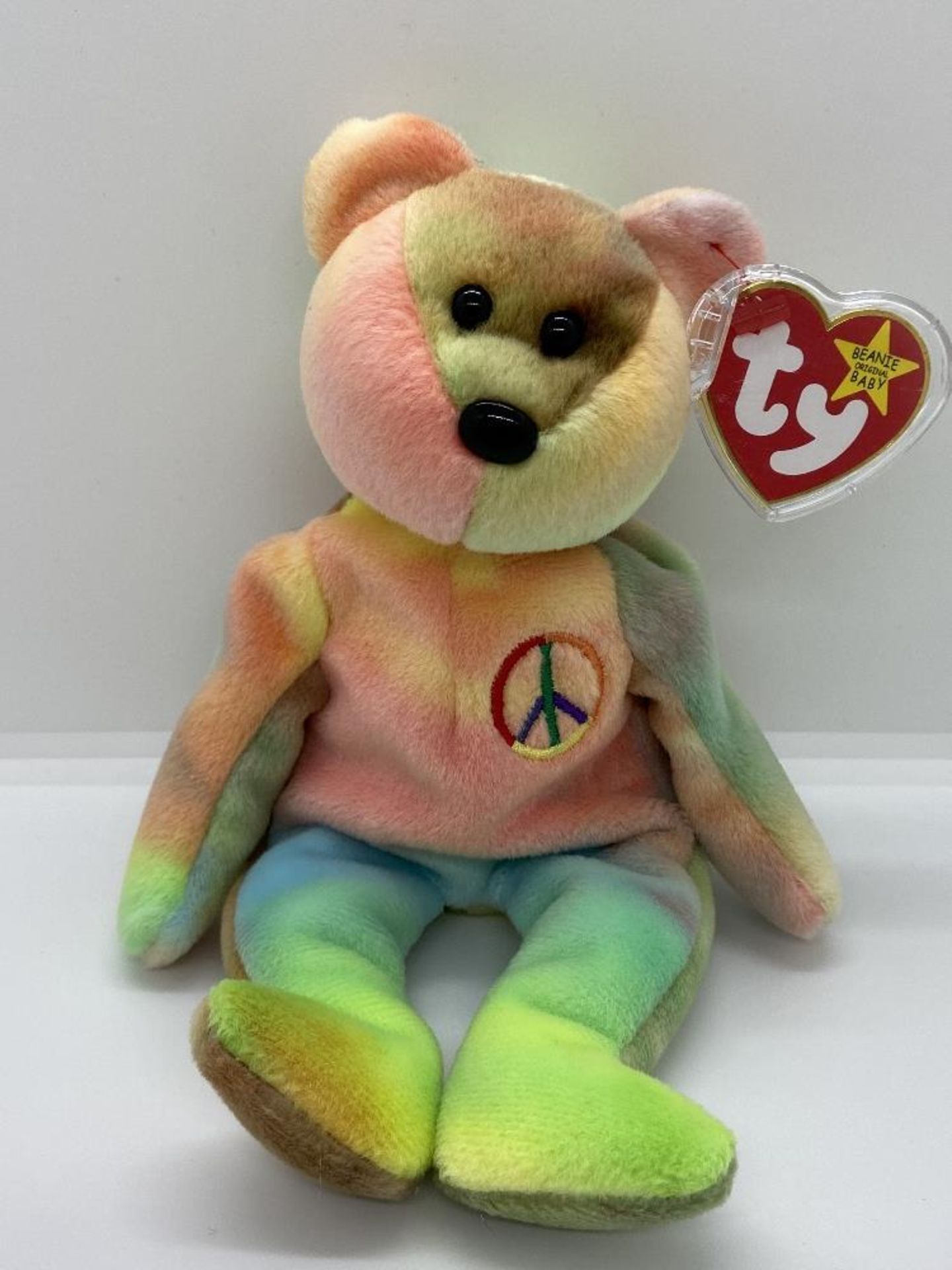 Ty Beanie Babies Peace Bear, 1996, PE Pellets, In Case w/ Tags - Image 2 of 11