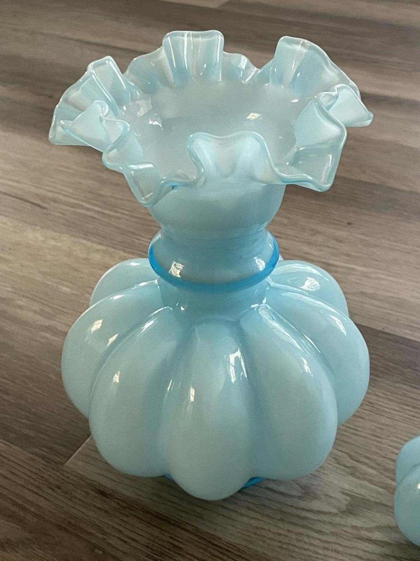 2 Depression Era Blue Vases, Tallest is 12" Tall - Image 5 of 6