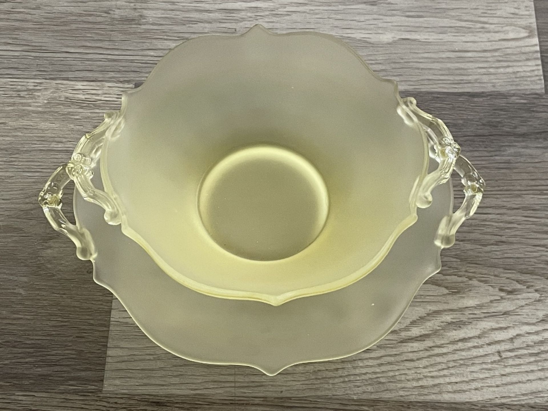 Yellow Depression Era Glass Serving Bowl and Plate - Image 2 of 4