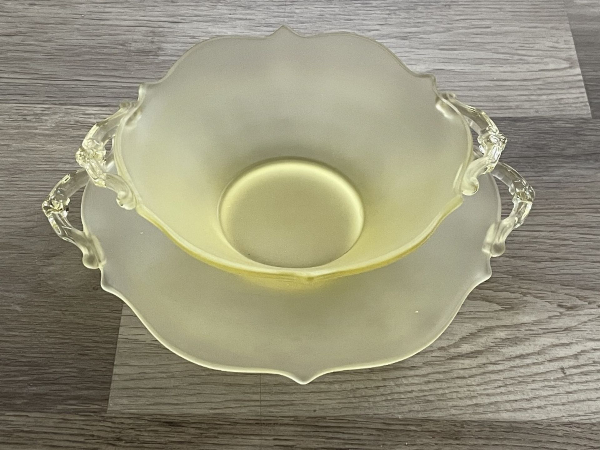 Yellow Depression Era Glass Serving Bowl and Plate
