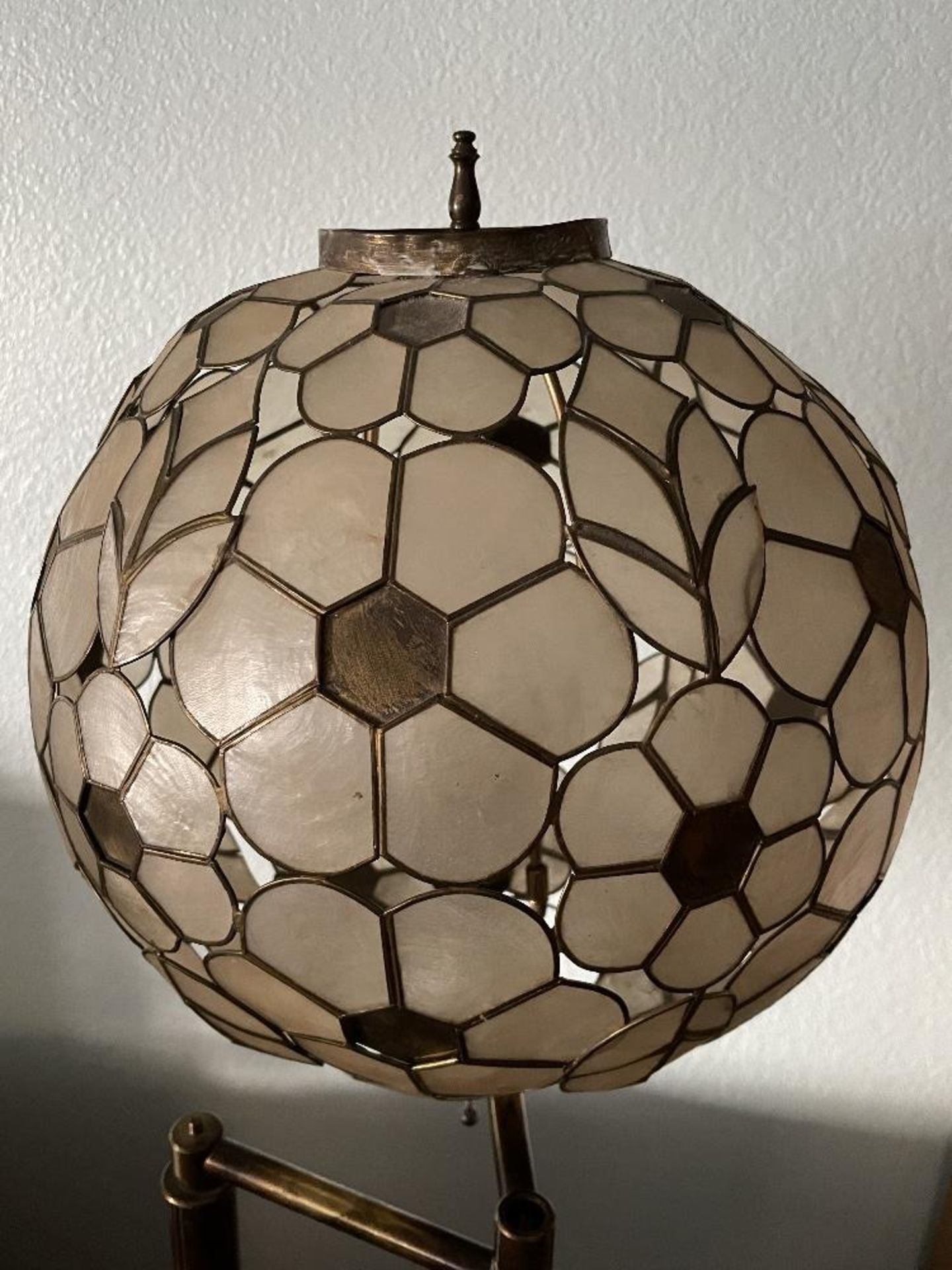 Antique Tortoise Shell Lamp in Brass Finish, approx 5' Tall. Very Rare/Unique. - Image 5 of 11