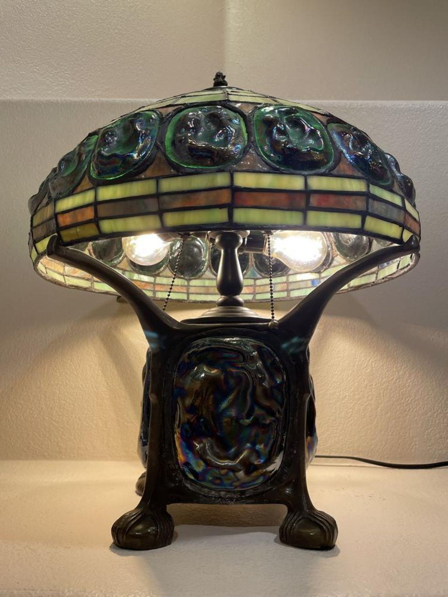 Unique Tiffany Style Four-Leg Lamp - 20 x 18" - Image 3 of 10