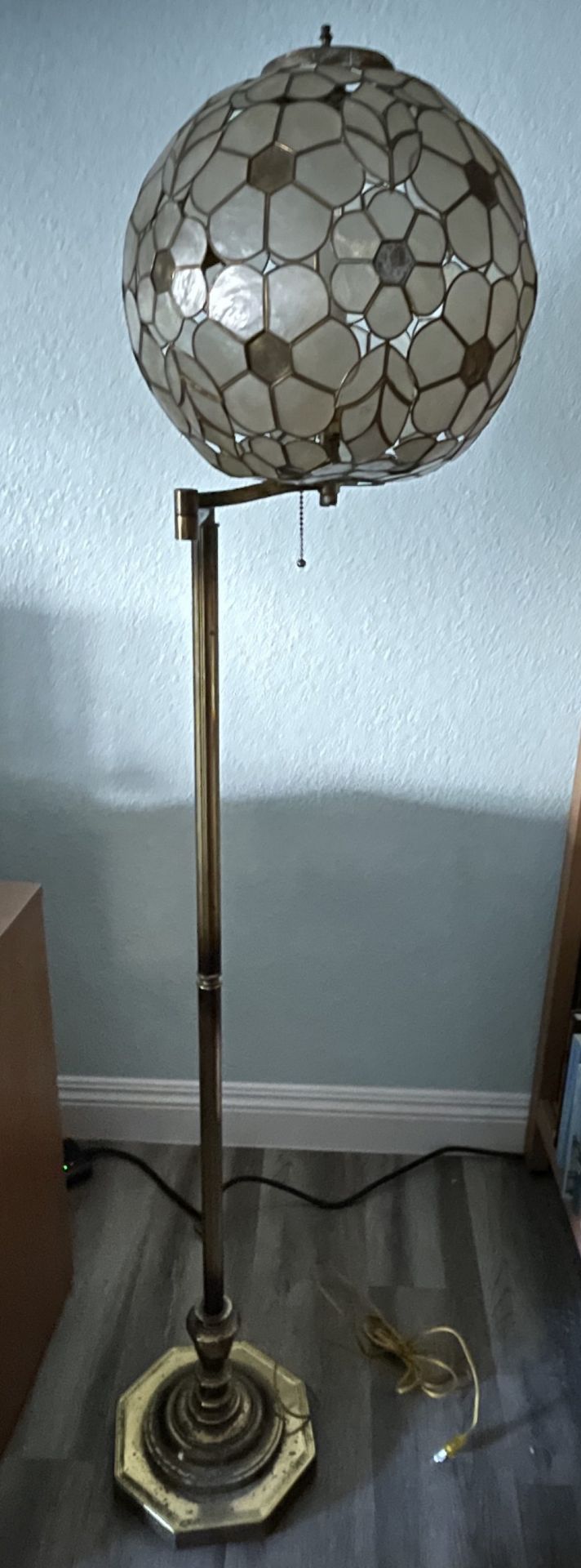 Antique Tortoise Shell Lamp in Brass Finish, approx 5' Tall. Very Rare/Unique. - Image 2 of 11