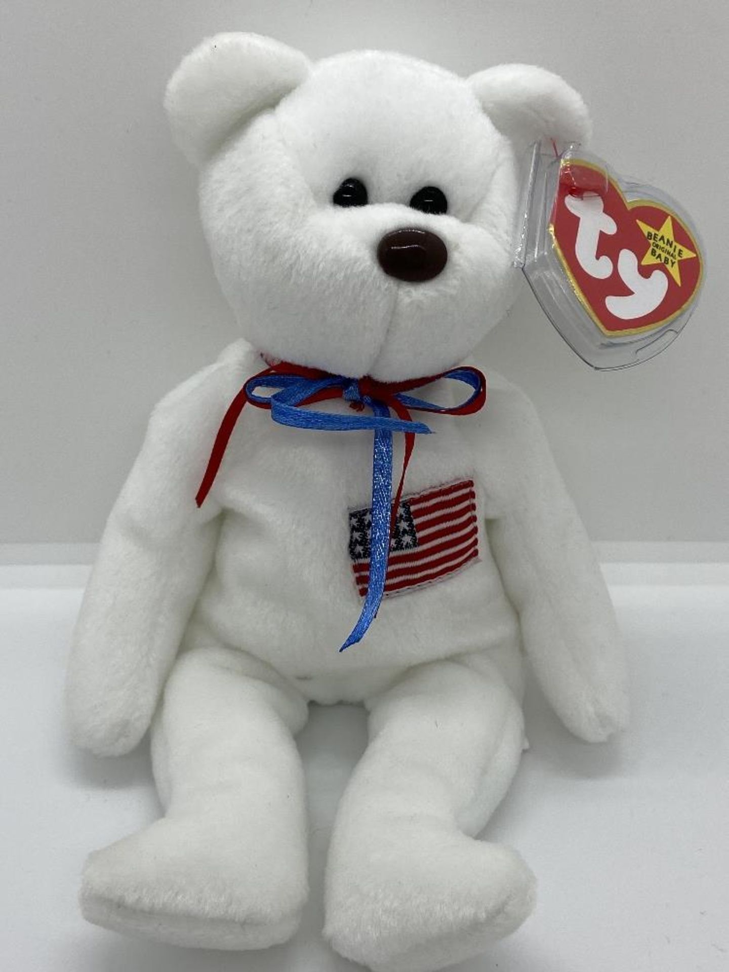 Ty Beanie Babies Libearty, USA Flag Bear, 1996, PVC, Pellets, w/ Tags