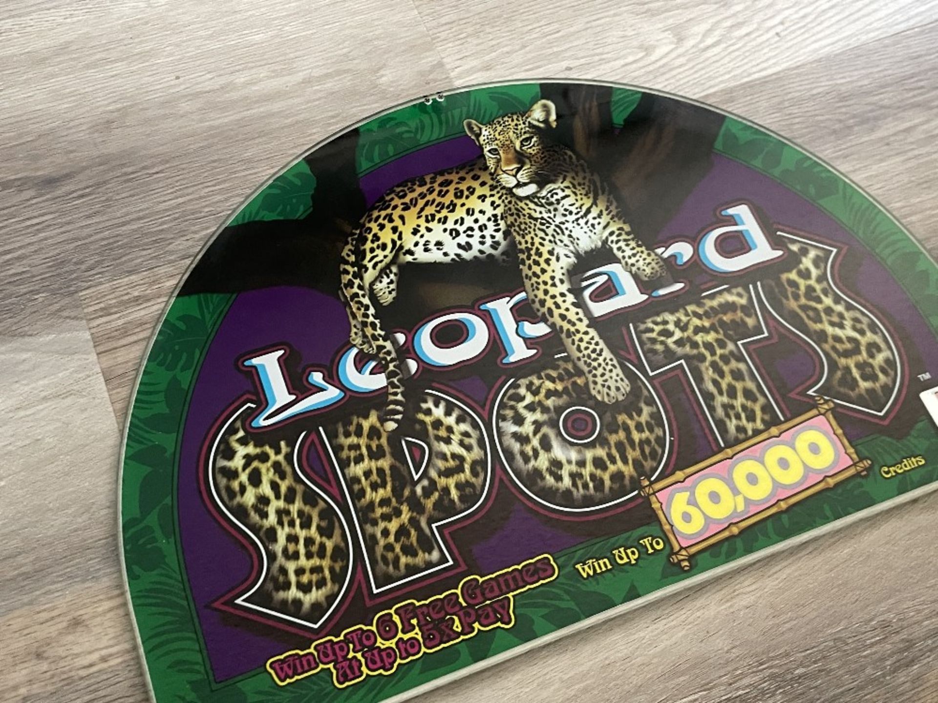 Golden Nugget Casino Slot Machine Glass Insert, Leopard Spots, 18x12" - Image 2 of 4