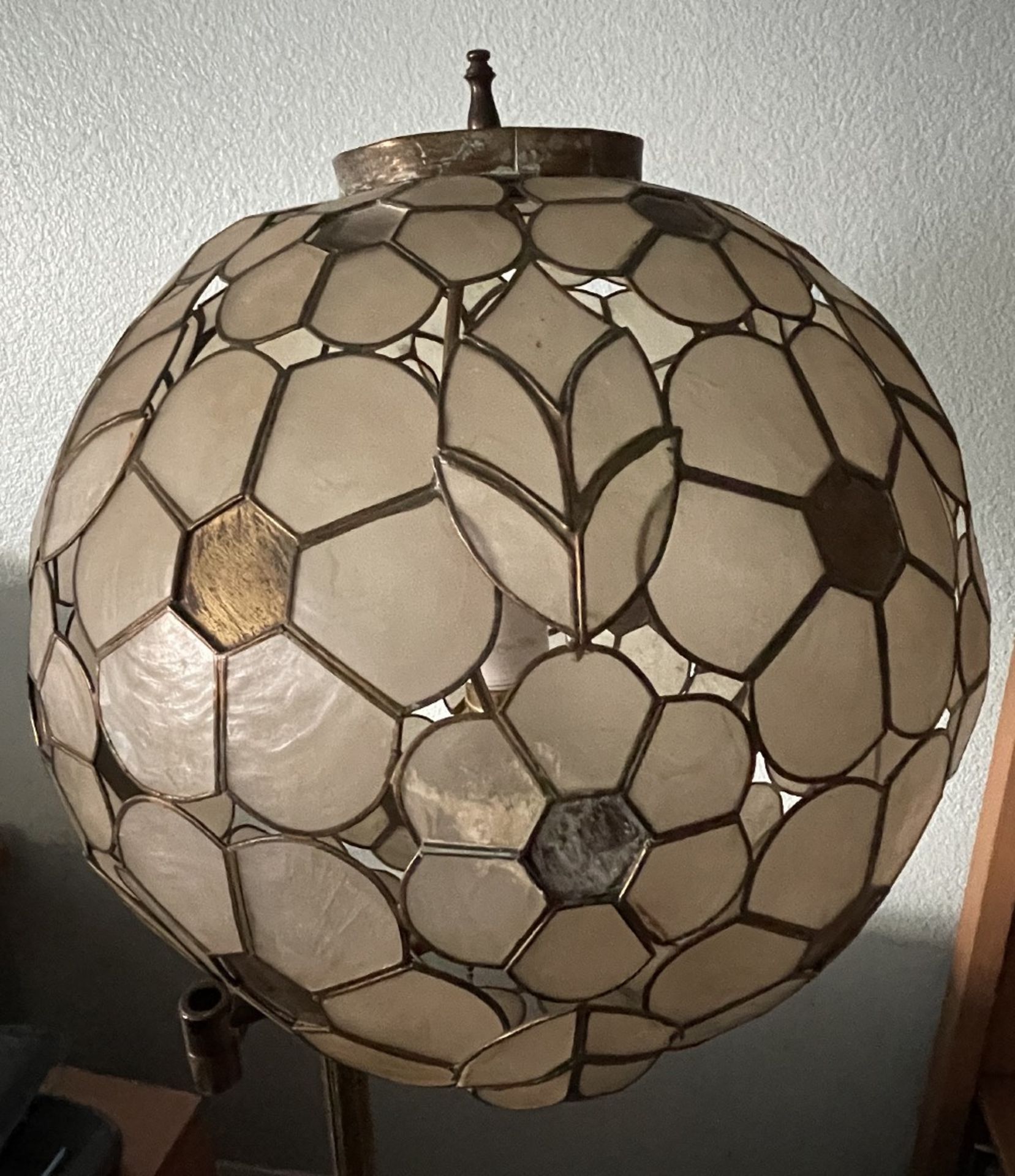 Antique Tortoise Shell Lamp in Brass Finish, approx 5' Tall. Very Rare/Unique. - Image 6 of 11