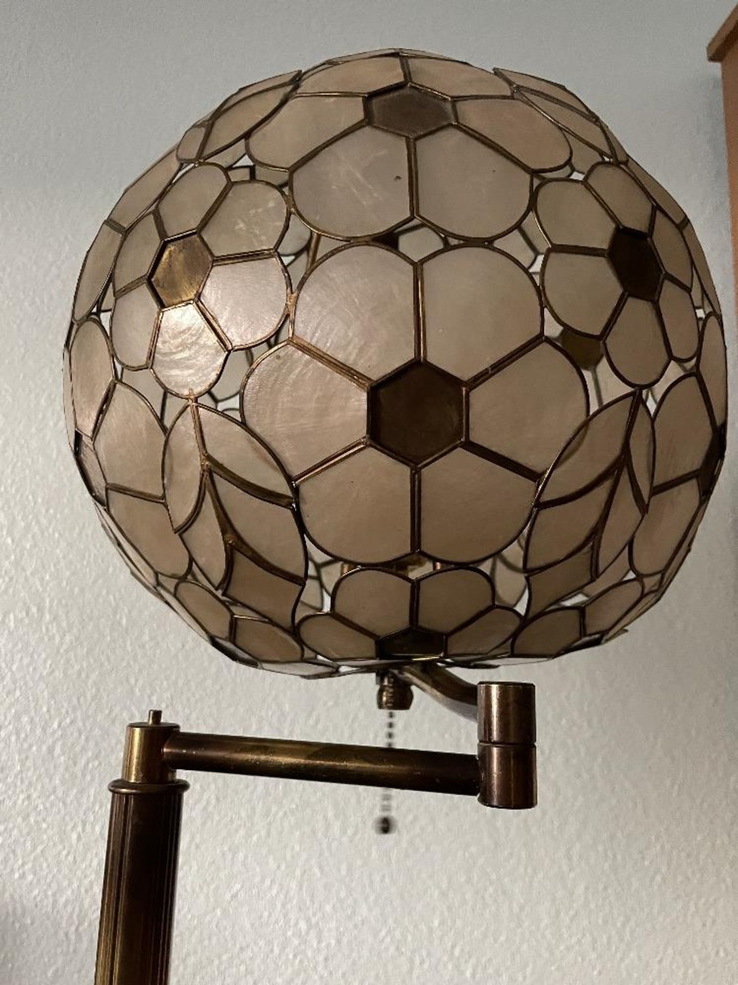 Antique Tortoise Shell Lamp in Brass Finish, approx 5' Tall. Very Rare/Unique. - Image 7 of 11