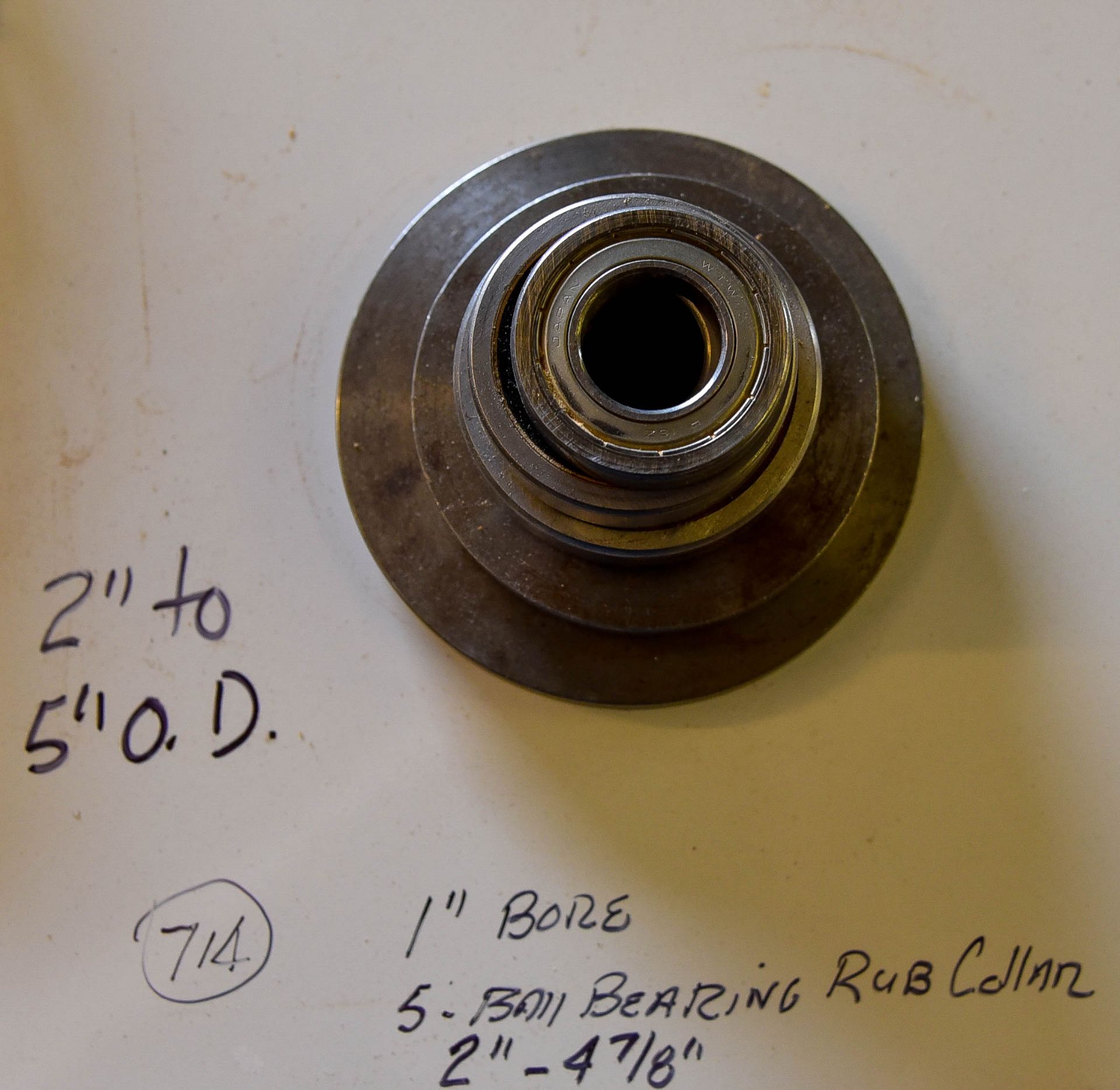 5 Ball Bearing Rub Collars, 2" - 4-7/8", 1" Bore, 2" to 5" Outside Diameter, Good Condition and - Image 2 of 2
