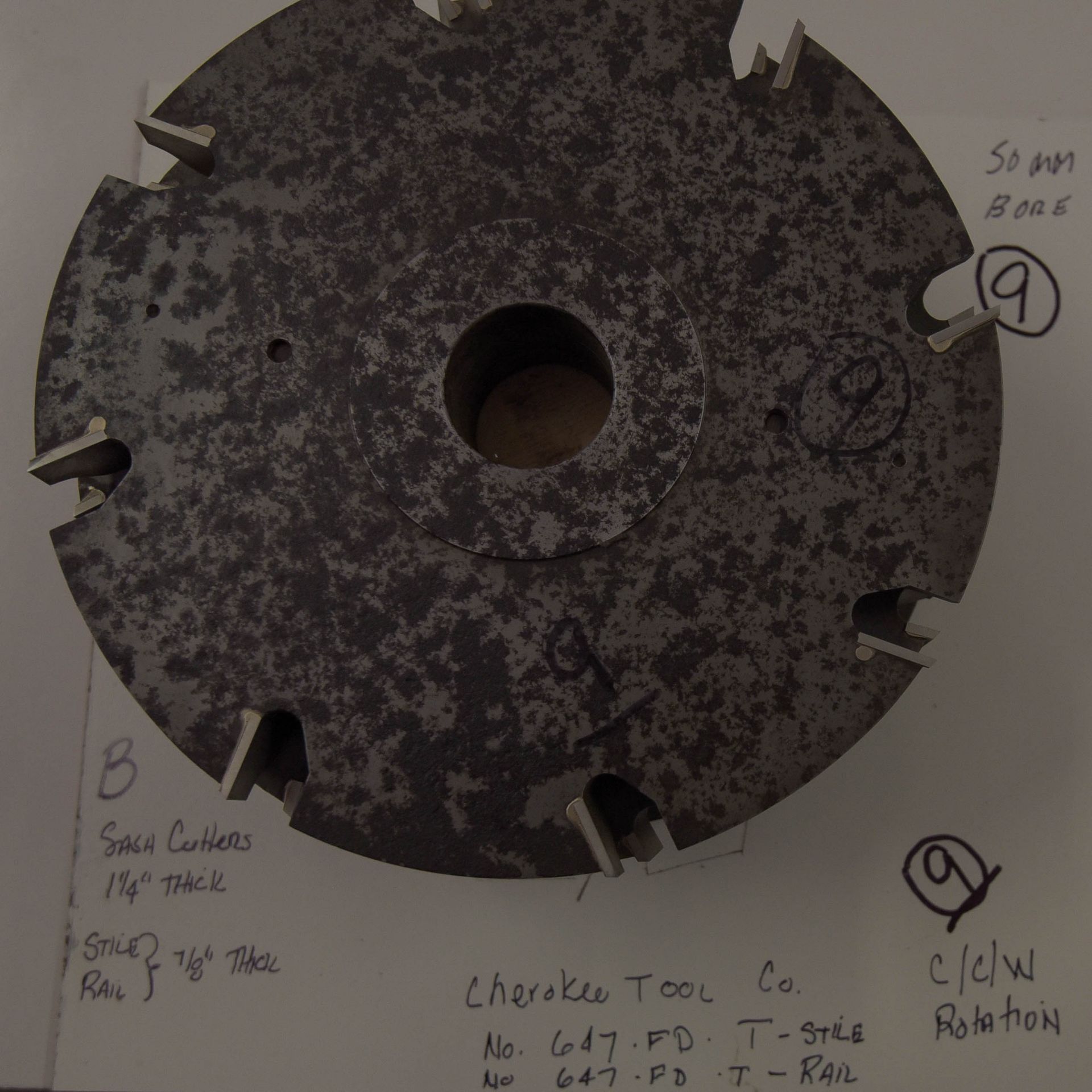 Shaper Cutters, Cherokee Tool Co - No. 647 . FD . T - 7/8" Stile (Stick)and 1-1/4" Sash Cutter Boly