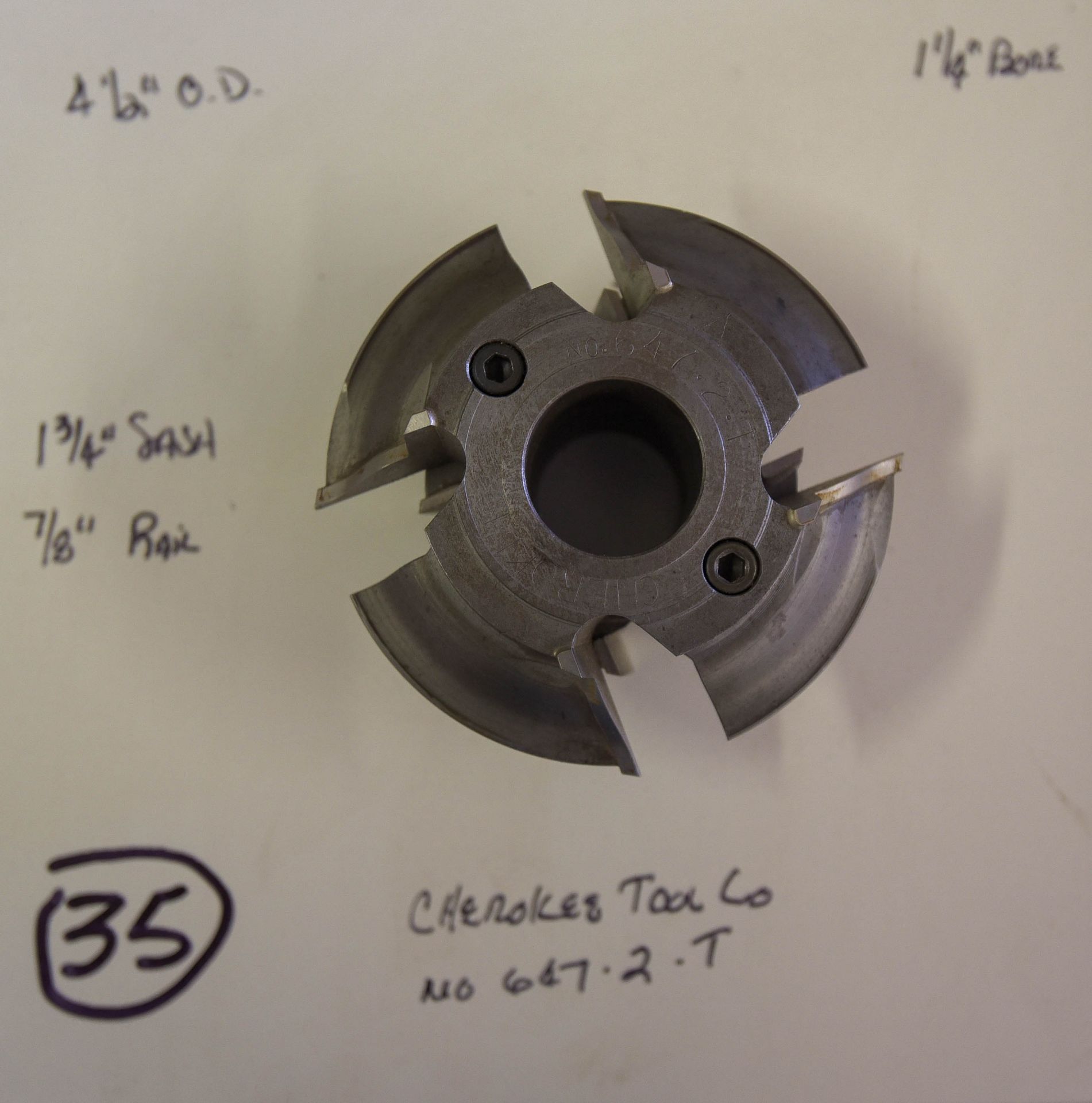 Shaper Cutters, Cherokee Tool Co, No. 647 . 2. T 7/8" Rail (Cope) Cutter and 1-3/4" Sash Cutter